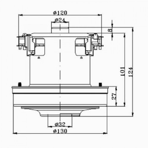 Мотор пылесоса HWX-PGH3 LG 2200W, H=124мм, h=29мм, D=130мм